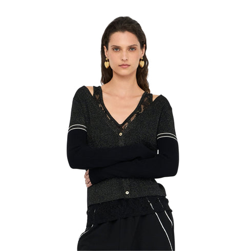 Liu Jo Cardigan Cardigan Donna lurex dettaglio pizzo S - Francavilla Moda